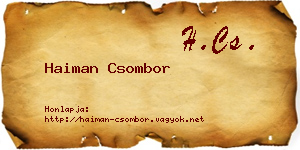 Haiman Csombor névjegykártya